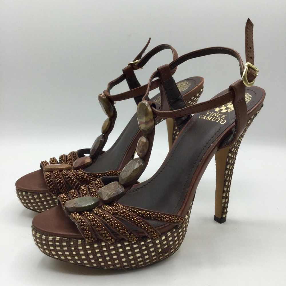 Vince Camuto Minka Leather and Raffia Beaded Pumps
